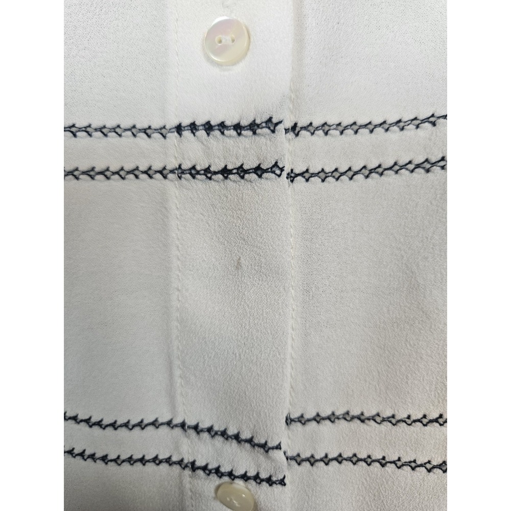 Namu Womens Large White Blouse Blue Stripes Preppy Work Career - Picture 5 of 9